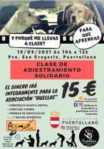 Clase solidaria de adiestramiento canino de la protectora “Huellas” este domingo en Puertollano