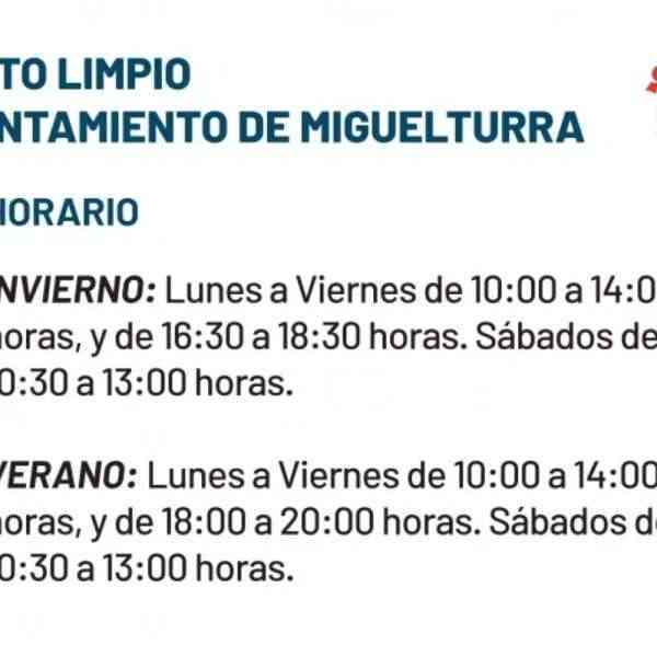 El horario de invierno en el Punto Limpio de Miguelturra inicia a partir del martes 2 noviembre