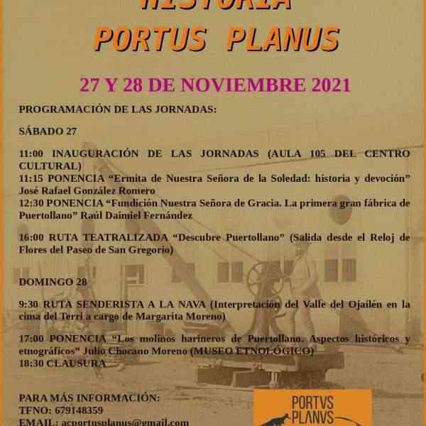 IV jornadas de historia de Portus Planus en Puertollano el 27 y 28 de noviembre