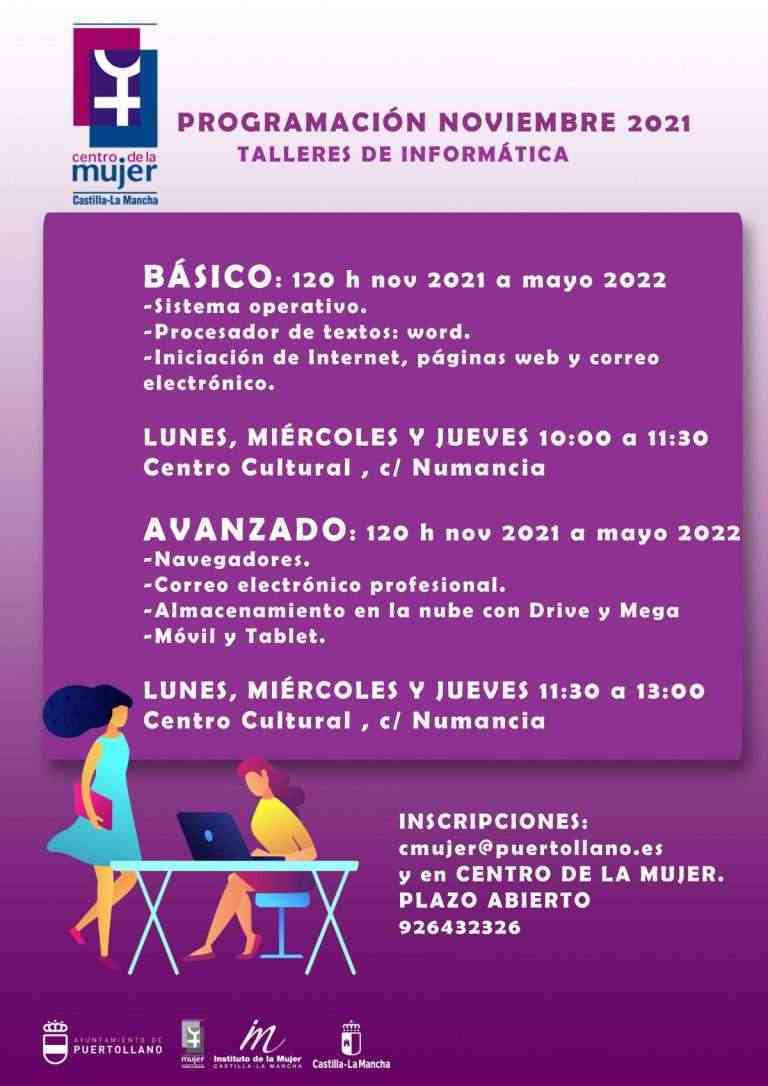 Abierta la inscripción para los talleres de informática básica y avanzada del Centro de la Mujer de Puertollano