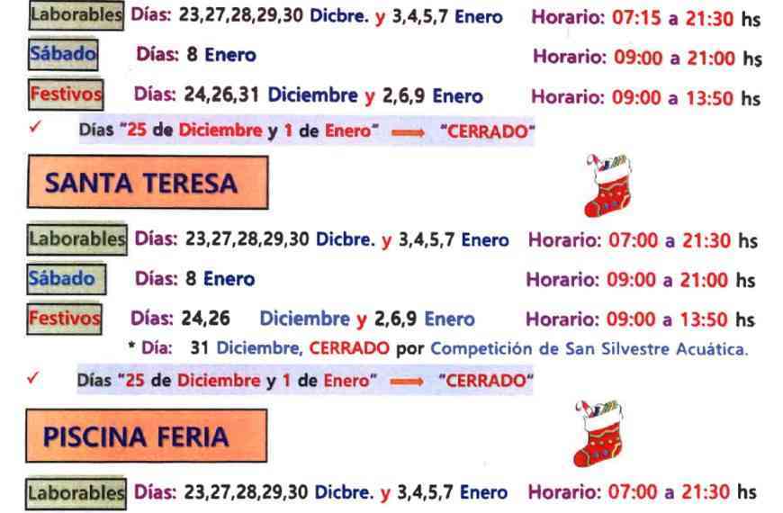 Horario piscinas municipales de Albacete para Navidad 2021-2022