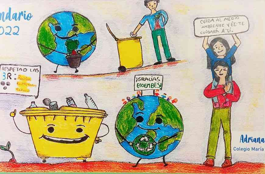 Calendario de mesa ilustrado con dibujos del concurso convocado entre escolares de quinto grado primaria de Puertollano