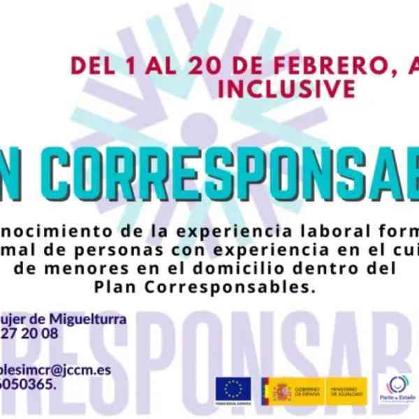 Ya se puede solicitar reconocimiento de experiencia formal y no formal en cuidado de menores “Plan Corresponsables” de Miguelturra