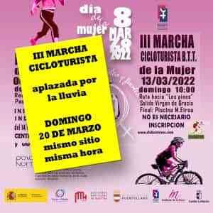 Aplazada al 20 de marzo la III Marcha Cicloturista de la Mujer en Puertollano debido a previsión de lluvia