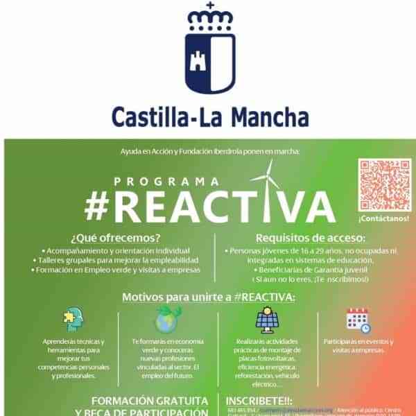 Becas de Iberdrola España y Ayuda en Acción para jóvenes de 16 a 29 años para participar en el programa Reactiva en Puertollano