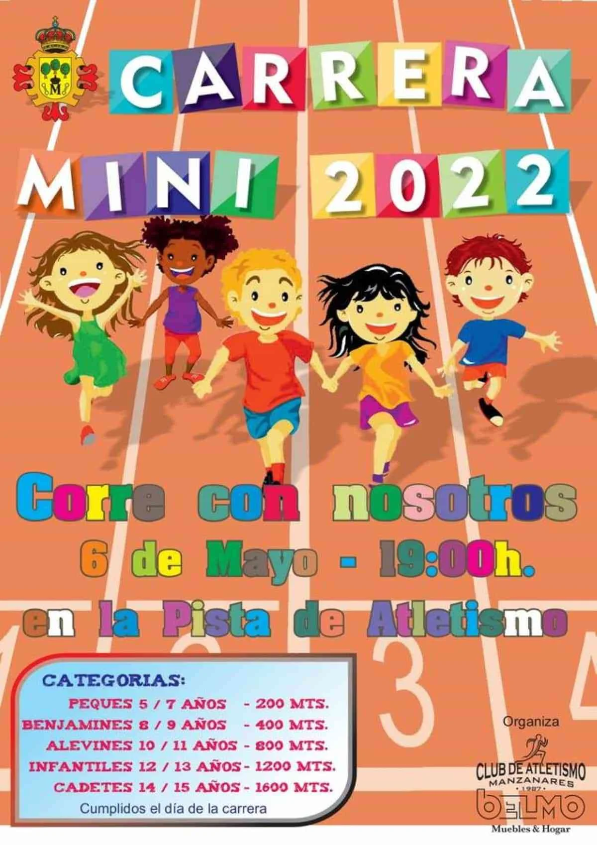 Carrera Mini el 6 de mayo para niños y niñas entre 5 y 15 años previo a la 10K Manzanares