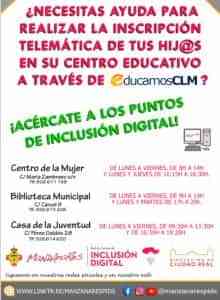 Los Puntos de Inclusión Digital de Manzanares te apoyan en la inscripción telemática de tus hijos en su centro educativo