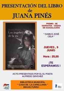 Presentarán el libro “Los ángeles de la ira” de Juana Pinés el 9 de junio en la Biblioteca Municipal de Miguelturra