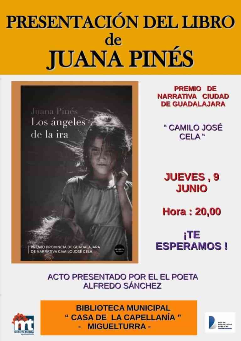 Presentarán el libro “Los ángeles de la ira” de Juana Pinés el 9 de junio en la Biblioteca Municipal de Miguelturra