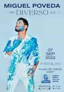 Concierto de Miguel Poveda el 7 de septiembre dentro de la programación de las fiestas de la Virgen de Gracia de Puertollano