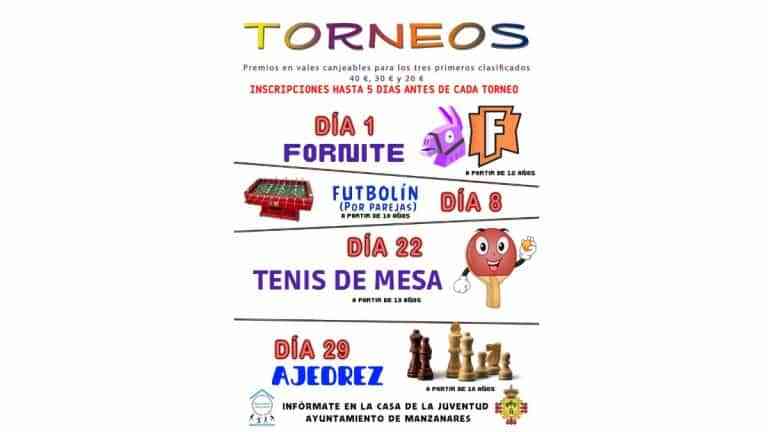 Torneos de Fortnite, futbolín, tenis de mesa y ajedrez a partir del 1 de agosto en la Casa de la Juventud de Manzanares