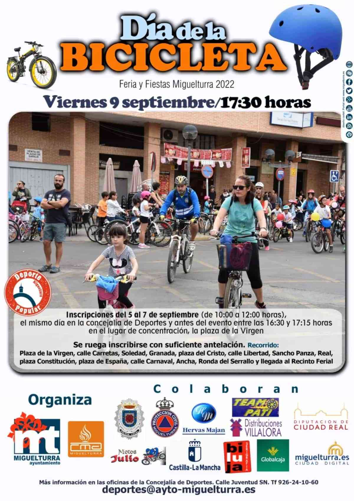 “Día de la Bicicleta” el viernes 9 de septiembre a las 17:30 horas en Miguelturra con inscripciones del 5 al 7 de septiembre