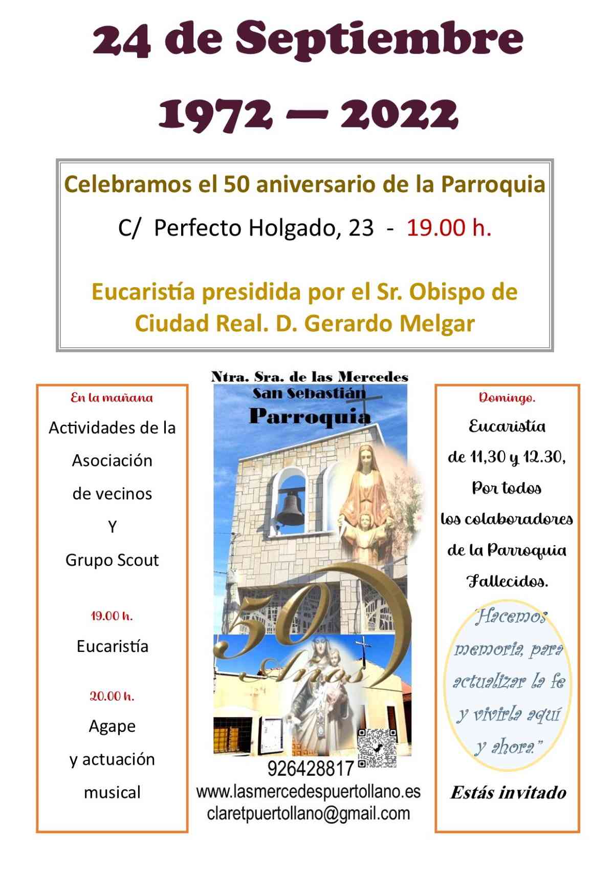 La Parroquia Nuestra Señora de las Mercedes en Puertollano conmemorará medio siglo de actividad este sábado con varias actividades