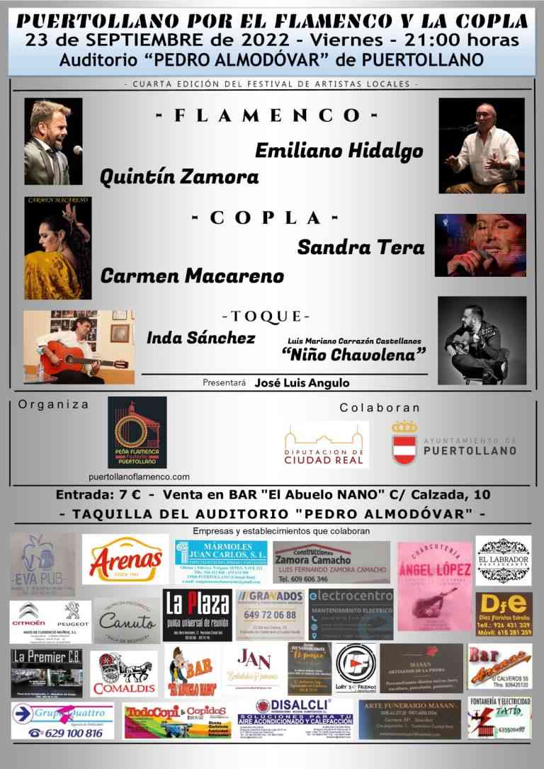IV Festival de artistas locales “Puertollano por el Flamenco y la Copla” este 23 de septiembre en el Auditorio “Pedro Almodóvar”