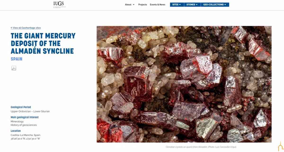 Las Minas de Almadén se coloca como uno de los primeros 100 Lugares del Patrimonio Geológico del mundo, según IUGS