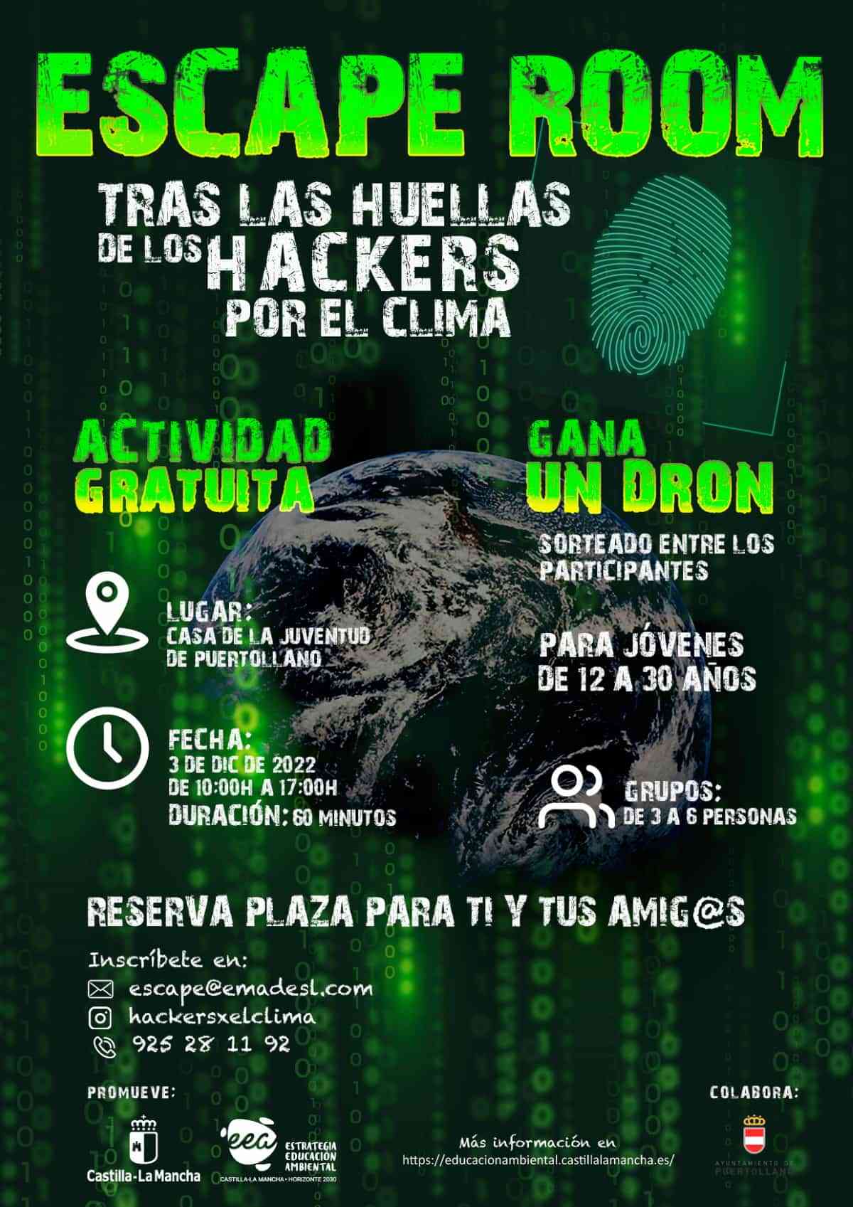 Escape room gratuito “Tras las huellas de los hackers por el clima” el 3 de diciembre en la Casa de la Juventud de Puertollano