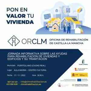 Jornada informativa sobre las ayudas para rehabilitación de viviendas y edificios y su tramitación mañana 17 de noviembre en Puertollano