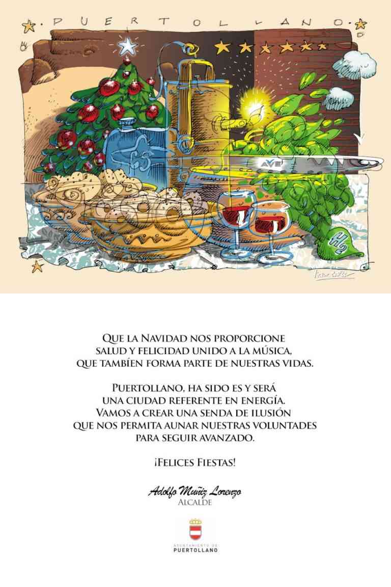 Un dibujo del pintor Víctor Barba ornamenta la felicitación institucional del ayuntamiento de Puertollano