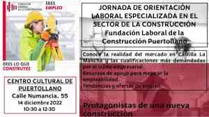 Jornadas “+Empleo, nuevas oportunidades en el sector de la construcción” el 14 de diciembre en el Centro Cultural de Puertollano