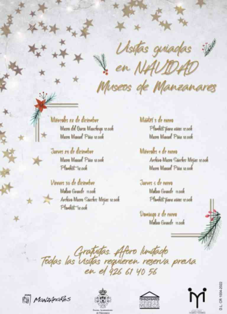 Visitas guiadas gratuitas a museos de Manzanares durante Navidad y enero 2023 con reserva previa