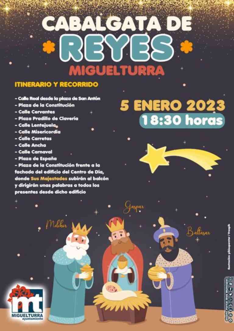 Hoy es el gran día de la Cabalgata de Sus Majestades los Reyes Magos de Oriente en Miguelturra y este es su recorrido