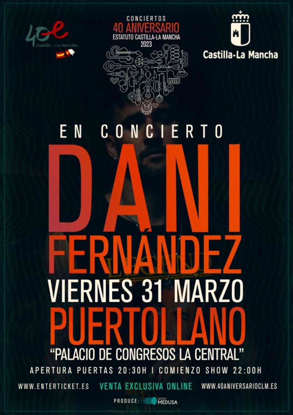 Concierto de Dani Fernández en Puertollano el 31 de marzo dentro de los actos del 40 aniversario del Estatuto de Autonomía de CLM