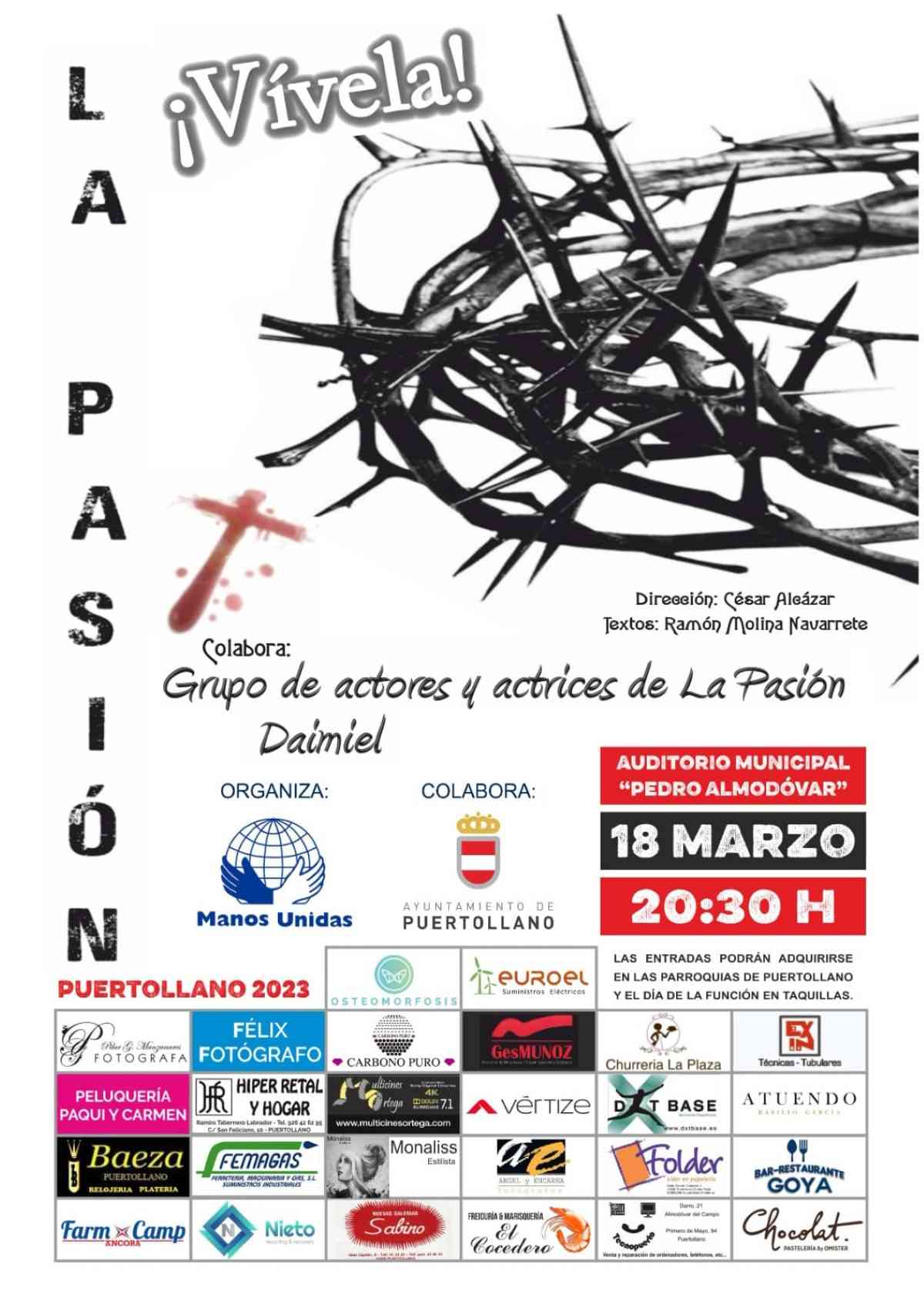 “La Pasión” con el grupo de actores y actrices de Daimiel el 18 de marzo en Puertollano a beneficio de Manos Unidas