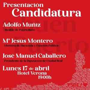 Presentación de candidatura de Adolfo Muñiz a la alcaldía de Puertollano con el respaldo de Montero