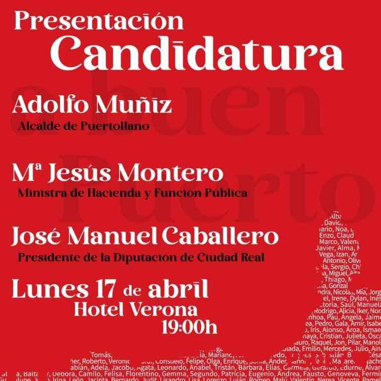 Presentación de candidatura de Adolfo Muñiz a la alcaldía de Puertollano con el respaldo de Montero