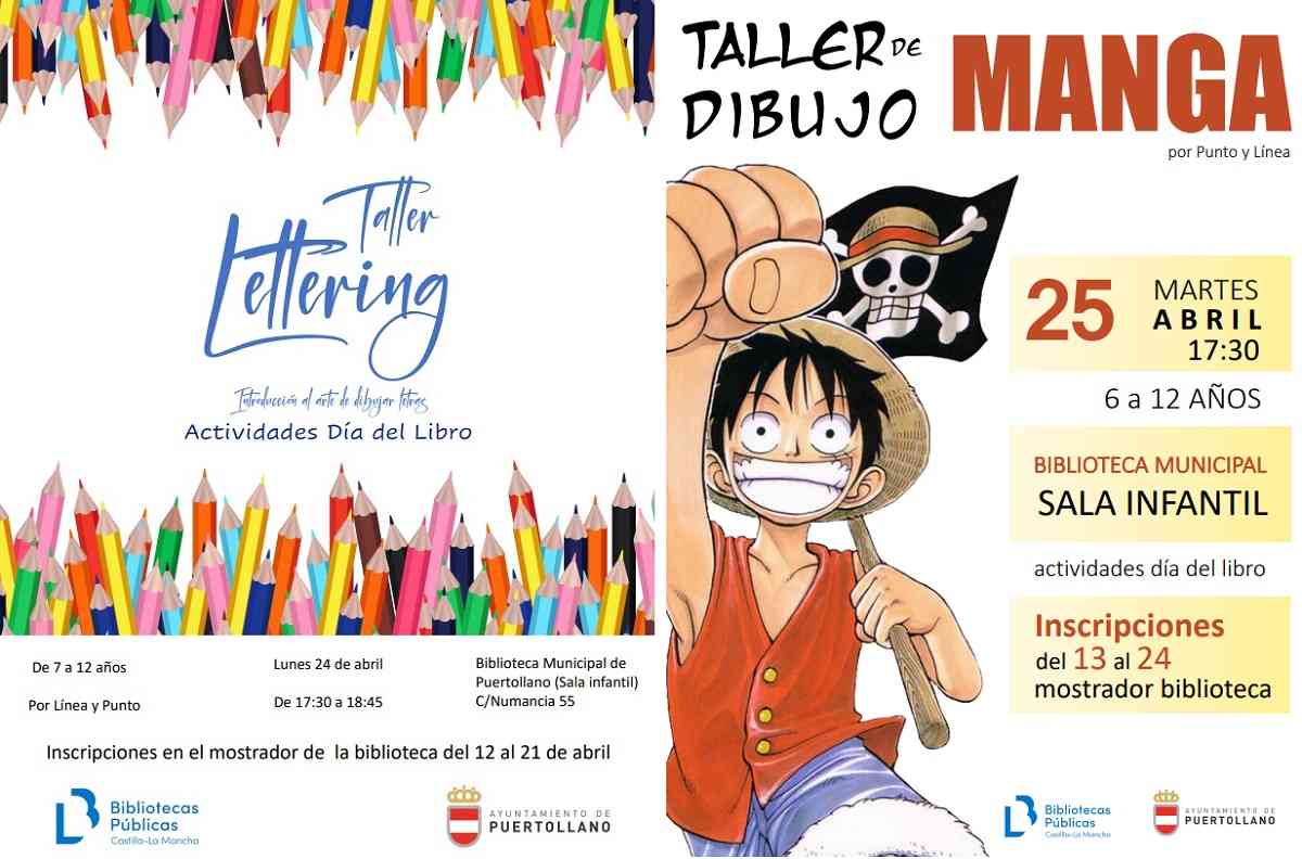 Talleres de manga y del arte de dibujar letras para escolares de 6 a 12 años en la biblioteca municipal de Puertollano
