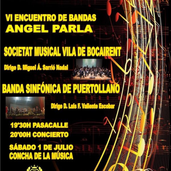 VI Certamen de Bandas de Música “Ángel Parla” el 1 de julio en la concha de la música del Paseo de San Gregorio en Puertollano