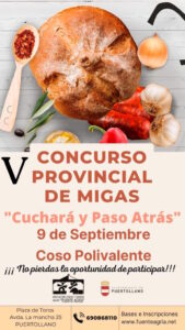 V Concurso provincial de migas “Cuchara y paso atrás” el 9 de septiembre en el Coso Polivalente de Puertollano