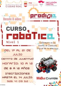 Taller de robótica para escolares de 8 a 12 años en Puertollano del 17 al 21 de julio ¡ya está abierta la inscripción gratuita!