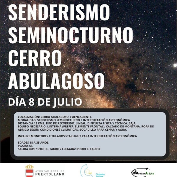 Ruta gratuita de senderismo semi nocturna en Puertollano el 8 de julio para jóvenes entre los 18 y los 35 años