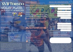 XVII Torneo de Vóley Playa del 28 de julio al 6 de agosto en el Parque Rivas Moreno de Miguelturra