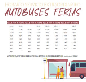 Horario de servicio extraordinario autobuses durante la Feria y Fiestas de Ciudad Real 2023