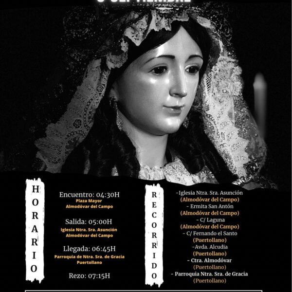 Primera peregrinación hacia la parroquia de la  Virgen de Gracia el 8 de septiembre de la Asociación El Capirote de Puertollano ¡gratuita!