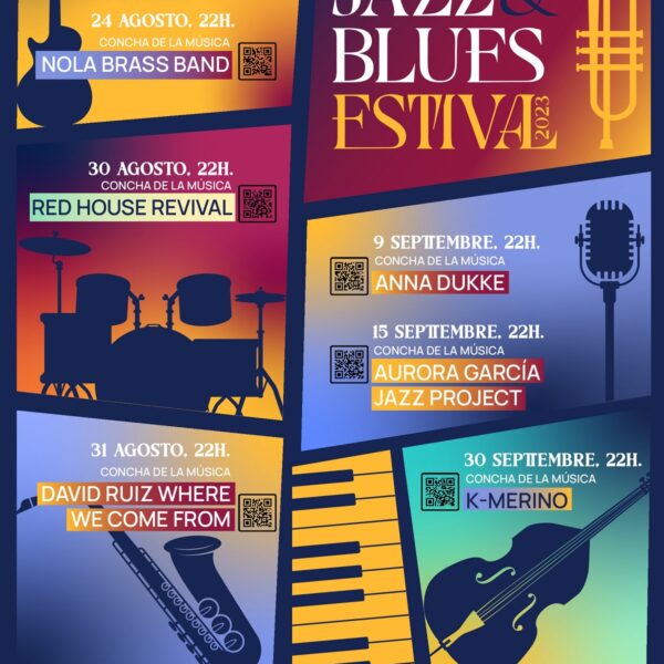 7 conciertos gratuitos en el Puerto Jazz@Blues Festival de  Puertollano del 21 de agosto al 30 de septiembre en la Concha de la Música