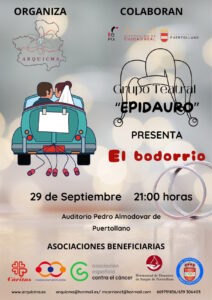 La comedia “El bodorrio” presentará Epidauro  en la XI edición de teatro solidario de Arquicma el 29 de septiembre en Puertollano