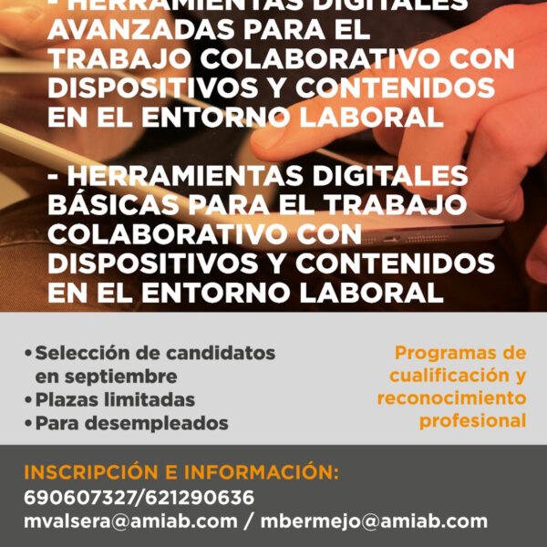 Abierta inscripción a cursos de digitalización y mantenimiento y organización de alojamientos por AMIAB en Puertollano para desempleados