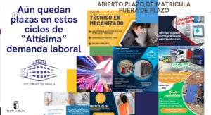 Inicia la matrícula “fuera de plazo” en ciclos formativos grado medio y/o grado superior en el CIFP Virgen de Gracia de Puertollano