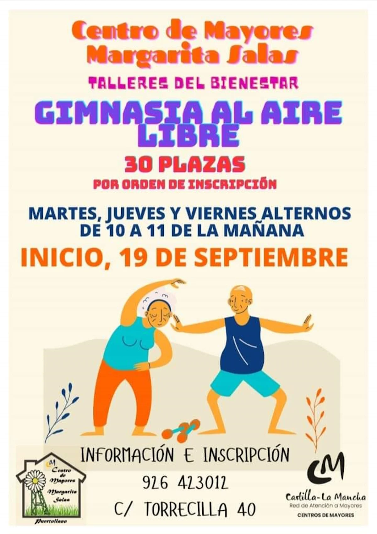 Ofertan 30 plazas del taller de gimnasia al aire libre del Centro de mayores Margarita Salas de Puertollano que inicia el 19 de septiembre