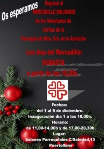 Vuelve el Mercadillo Solidario de Cáritas: Evento Benéfico en la Parroquia Asunción del 1 al 6 de Diciembre