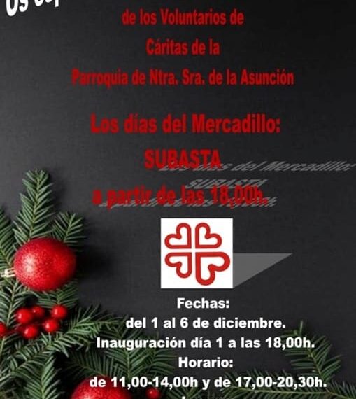 Vuelve el Mercadillo Solidario de Cáritas: Evento Benéfico en la Parroquia Asunción del 1 al 6 de Diciembre