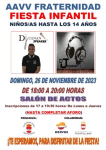 ¡Fiesta infantil en la barriada Fraternidad el 26 de noviembre para todos los niños!