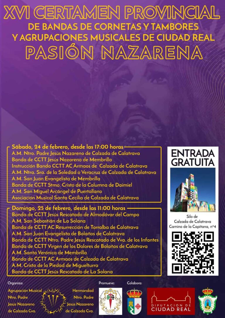 Más de 1.200 músicos de Bandas de Cornetas y Tambores se dan cita este fin de semana en Calzada de Calatrava