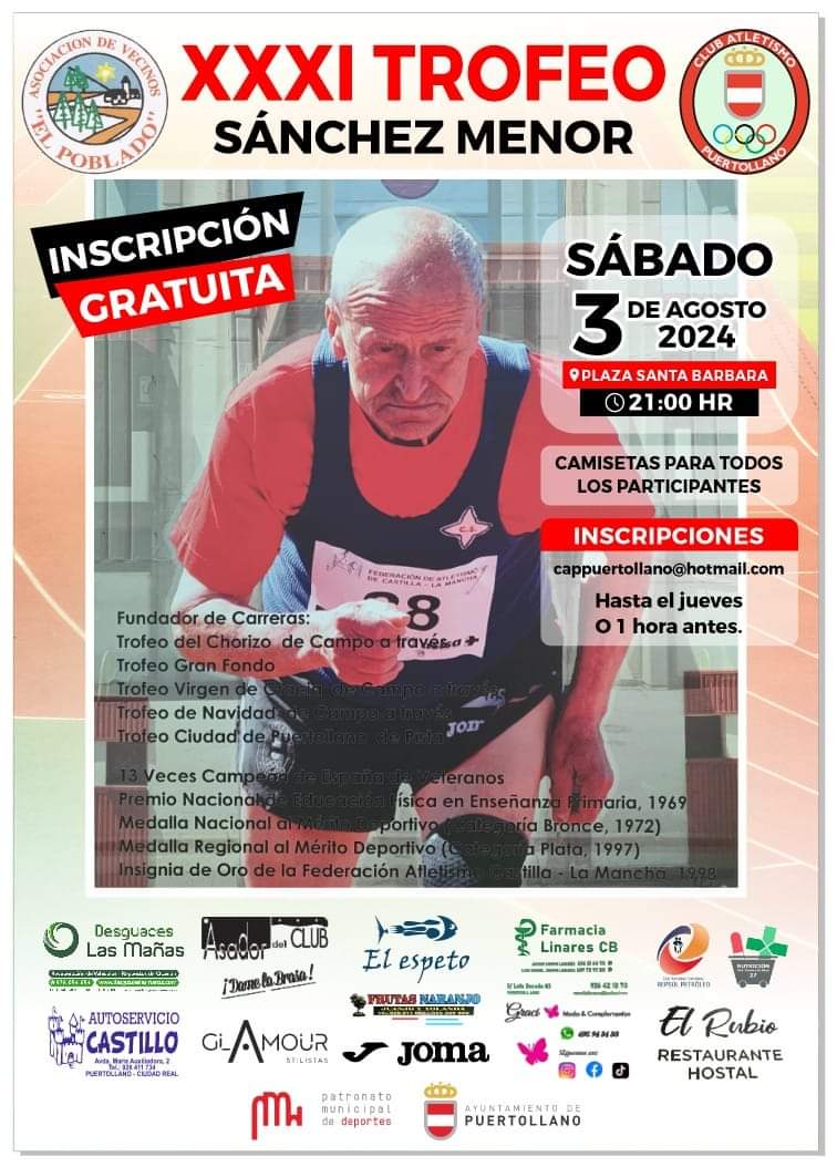 Inscripciones en Marcha para la 31ª Edición del Trofeo de Atletismo Sánchez Menor en el Poblado