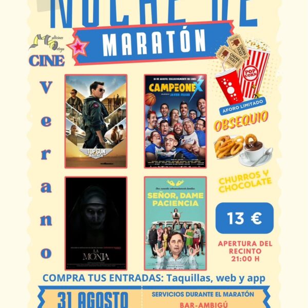 La Noche de Maratón Cinematográfica en el Cine de Verano Ortega Presentará Cuatro Películas Selectas