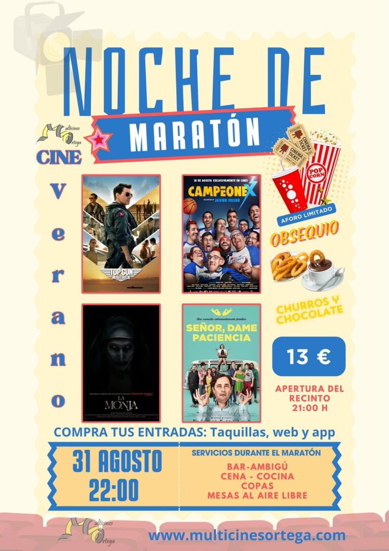 La Noche de Maratón Cinematográfica en el Cine de Verano Ortega Presentará Cuatro Películas Selectas