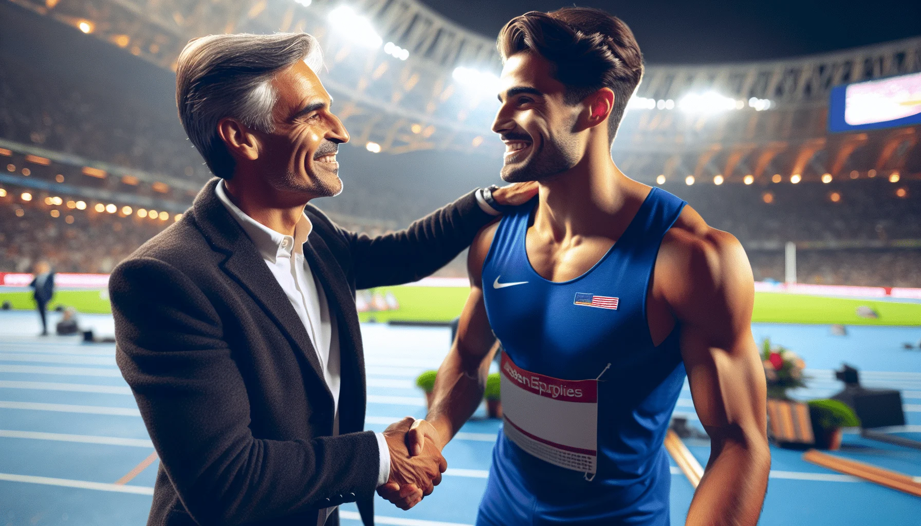 Nicolás Castillejos congratulado por el alcalde tras su victoria europea en triple salto